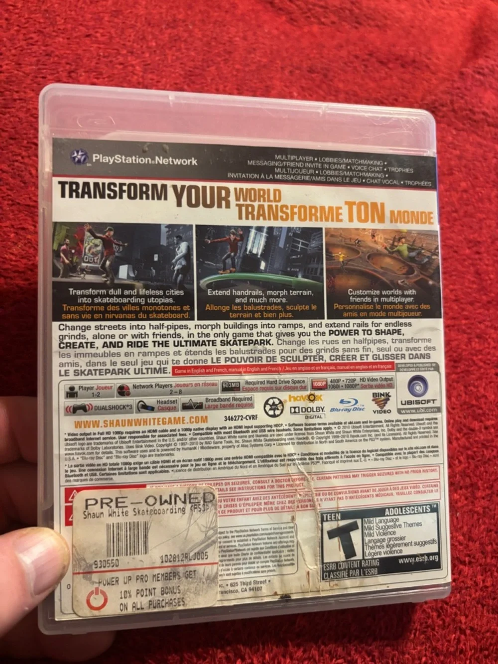PS3 Sony Shaun White Skateboarding (PlayStation PS3 . Vintage